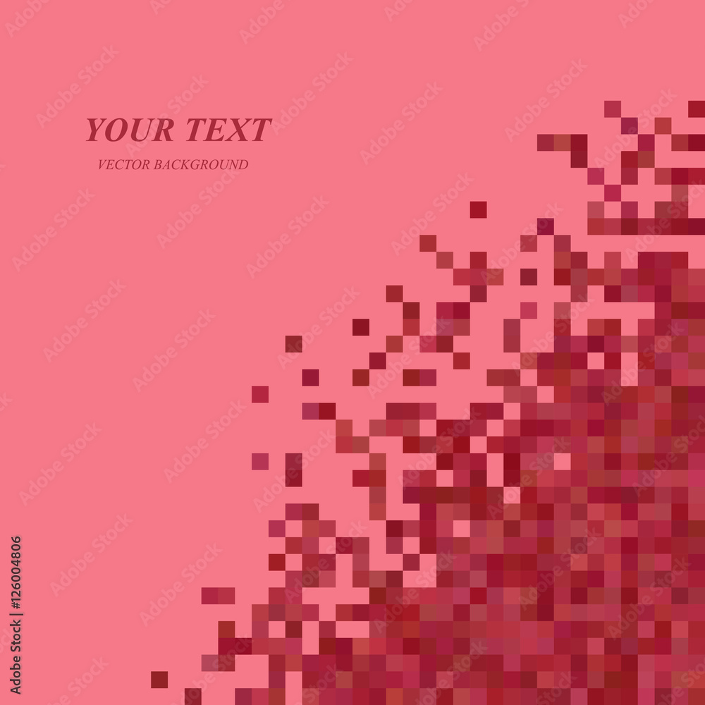 Poster red pixel square pattern background design