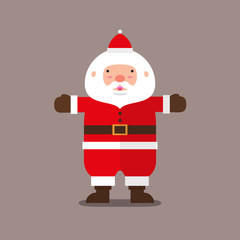 cute big fat Santa Claus flat design on light brown background
