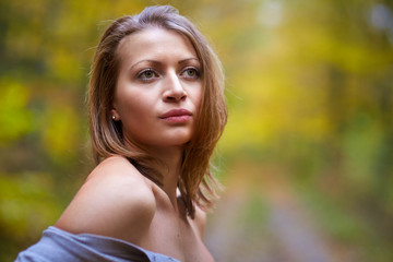 Fototapeta premium Young woman glamour closeup outdoor