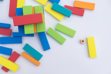 Colorful wood blocks stack game with color dice