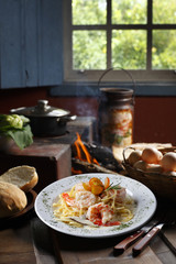 Large shrimp with pasta