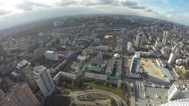 Aerial view of Kiev city  in autumn, raw