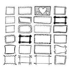 Hand drawn rectangle frames set