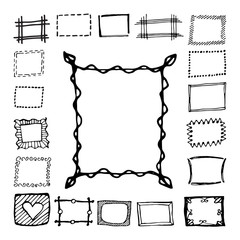 Hand drawn rectangle frames set