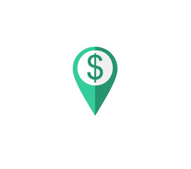 business dolar map pointer icon, GPS location symbol, navigations sign