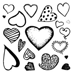 Doodle heart icons