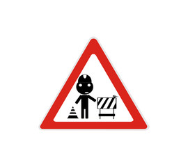 Illustration of warning sign about a roadwork