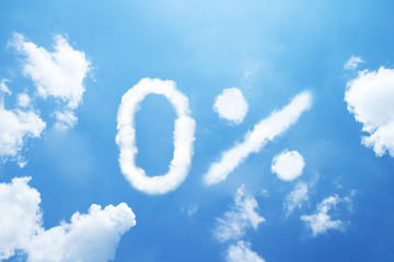 "0%" cloud word on sky.