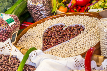 decorative beans assortment at market