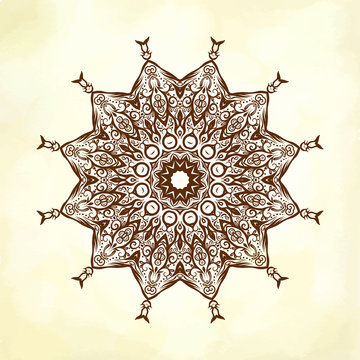 Vector Henna Beautiful Deco Colored Mandala, Patterned Design El