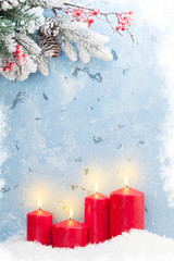 Christmas candles and fir tree