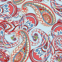 Seamless pattern based on traditional Asian elements Paisley. 