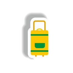 stylish icon in paper sticker style travel suitcase