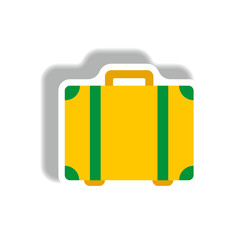 stylish icon in paper sticker style travel suitcase