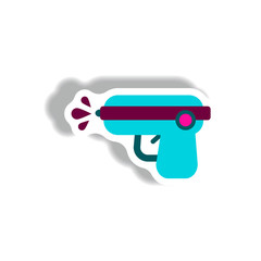 stylish icon in paper sticker style water gun