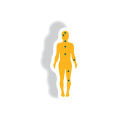 stylish icon in paper sticker style Ebola symptoms pain