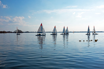 Fototapeta premium Sailing on the Loosdrechtse plassen in the Netherlands