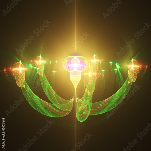 Crystal Chandelier With Bright Colored Lights 3d Surreal