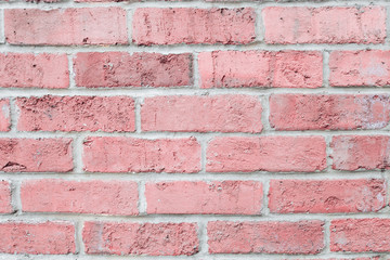 Obraz premium vintage pastel pink color brick wall horizontal. Background for design.