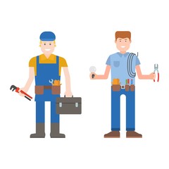 Worker man vector character.