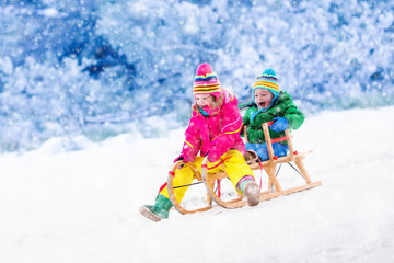 Kids having fun on sleigh ride