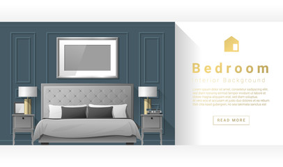 Interior design Modern bedroom banner , vector, illustration