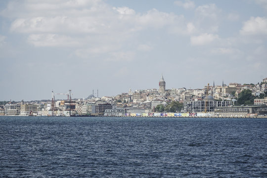 Panorama of Istanbul with sea view in Turkey.