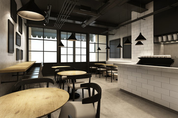Restaurant & Shop design modern - 3D render