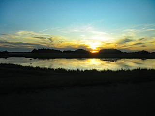 sunset on a small lake