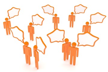 Obraz premium people with talk bubbles isolated over a white background. 3d rendering.