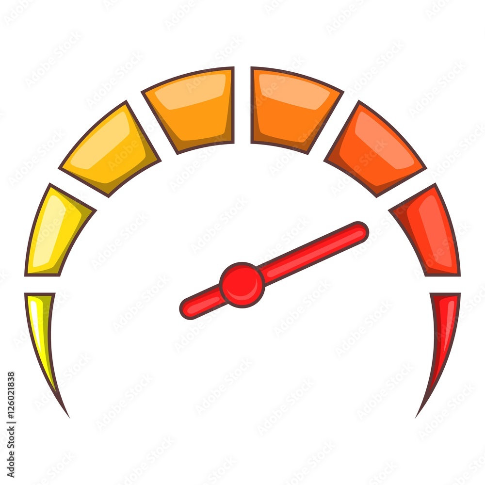 Poster speedometer at maximum speed icon. cartoon illustration of speedometer vector icon for web design