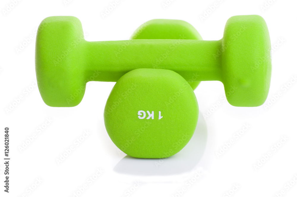 Wall mural fitness dumbbells isolated on white