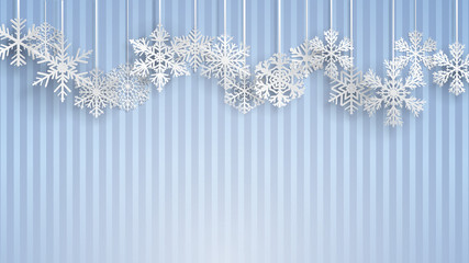 Christmas background with hanging snowflakes