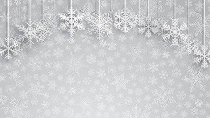 Christmas background with hanging snowflakes