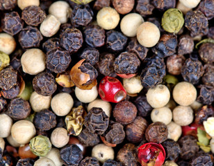 Horizontal background of colorful pepperorns