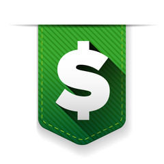 Dollar Sign Green Vector Icon ribbon