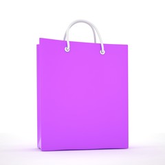 Paper Shopping Bag isolated on white background. 3d rendering.