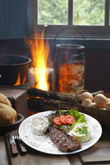 picanha potato with rice and beans drover