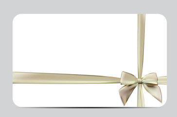 Gift Card with Silk Ribbon and Bow. Vector illustration