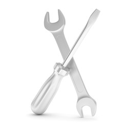 3D Illustration Wrench and screwdriver, service concept