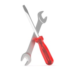 3D Illustration Wrench and screwdriver, service concept