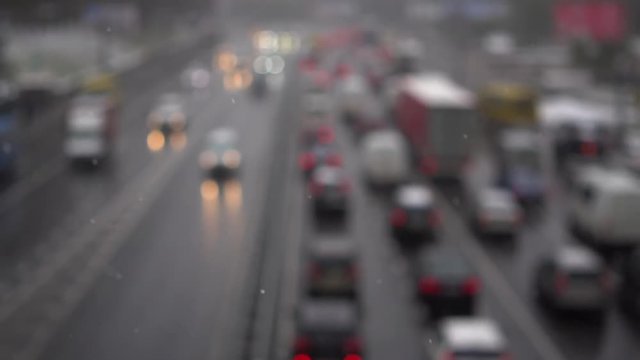 unfocused view on traffic jams