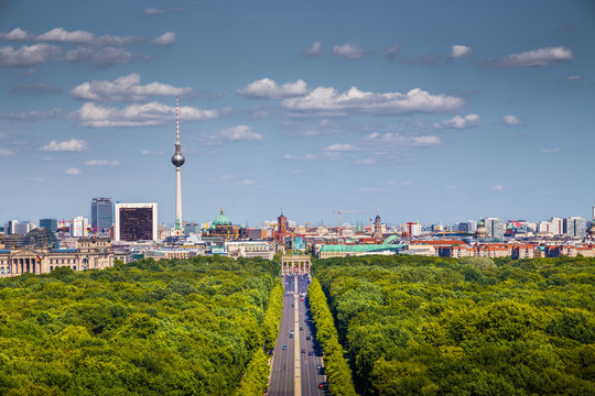 Berlin skyline with Tiergarten park in summer, Germany