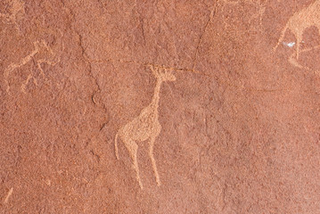 The famous prehistoric rock engravings at Twyfelfontein, tourist attraction and travel destination...