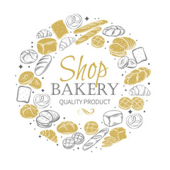 Vector bakery round banner.