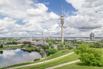 Panoramic view of the Olympiapark, Munich. June 2016