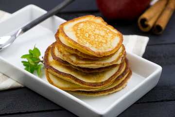 Christmas morning menu. Apple and cinnamon pancakes. 