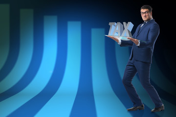 Businessman struggling with high taxes