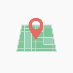 Vector map icon with Pin Pointers. Flat style