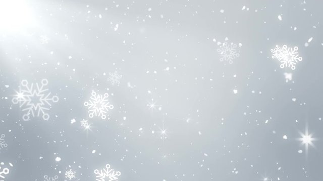 Winter snowflakes Christmas background looped.  Christmas background loop.  Clean Snowflakes and star Christmas background looped.